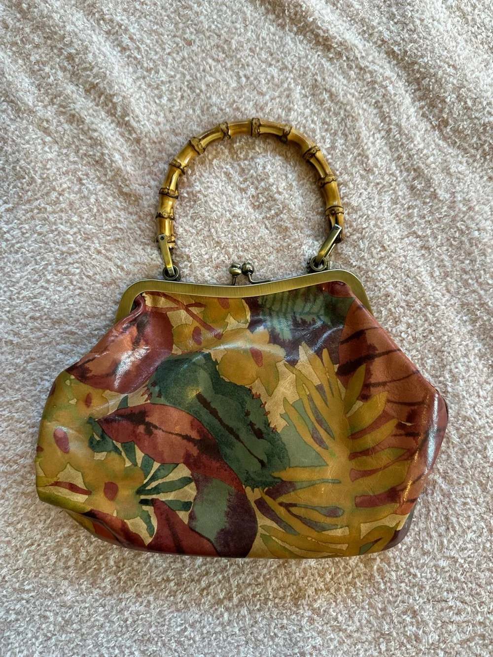 Patricia Nash Tropical Dreams Floral Leather Bamboo Handle 25 Year Anniversary